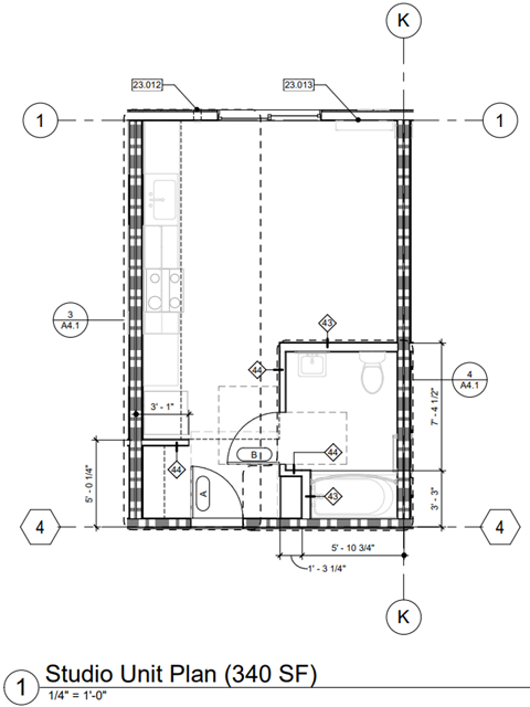 Floor Plan of Valley Senior Village studio apartment